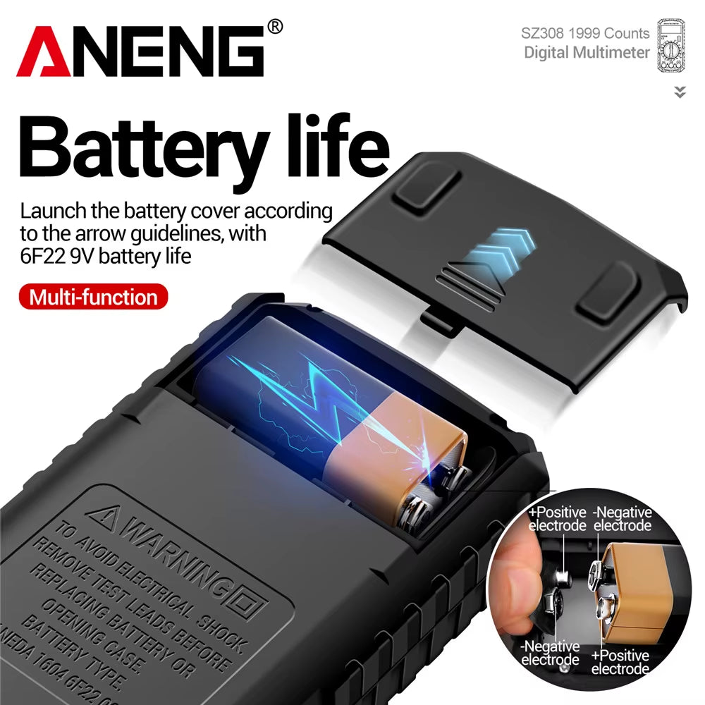 SZ308 1999 Count Digital Multimeter AC/DC High-Precision Multi-function Voltage Current Resistance Multimeter Tester Tools