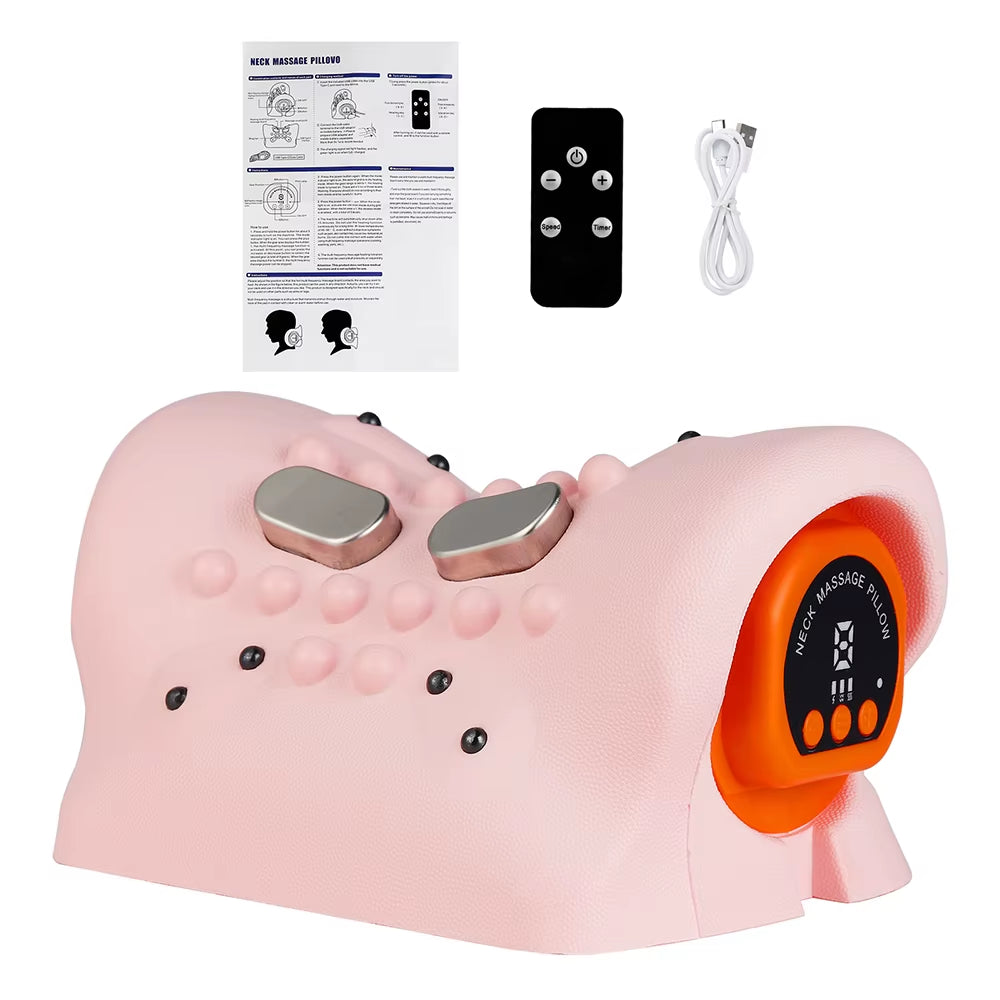 Electric Neck Stretcher Pulse Cervical Traction Massage Pillow Heating Cervical Chiropractic Neck Curvature Straightening Pillow