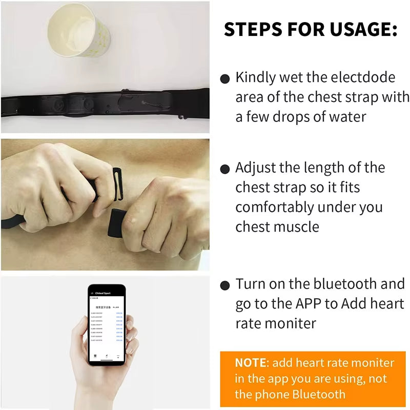 5.3Khz Heart Rate Monitor Chest Strap Bluetooth ANT+ HR Sensor for Peloton Garmin Watch Polar Wahoo Fitness DDP Yoga