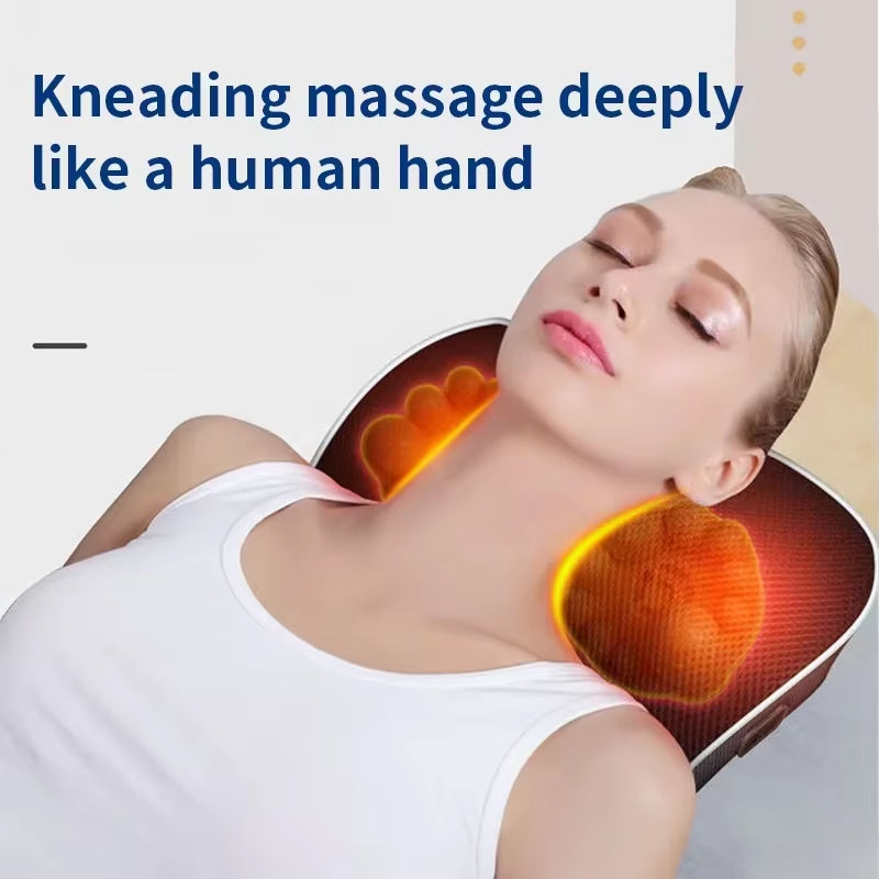 Electric Neck Massager with Heating and Vibration Massage Function for Car Back Pillow