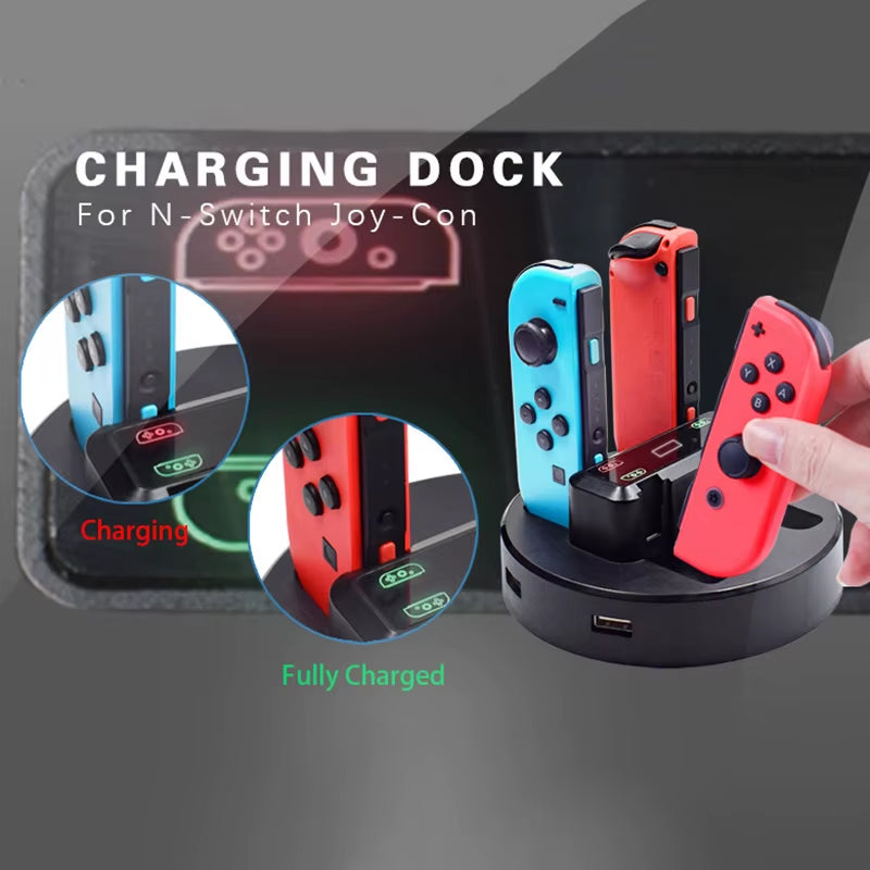 Portable Accessories For Nintendo Switch Controller Charger Dock Station For Switch Joycon Ac Adapter Support 4 Joy-con Charging