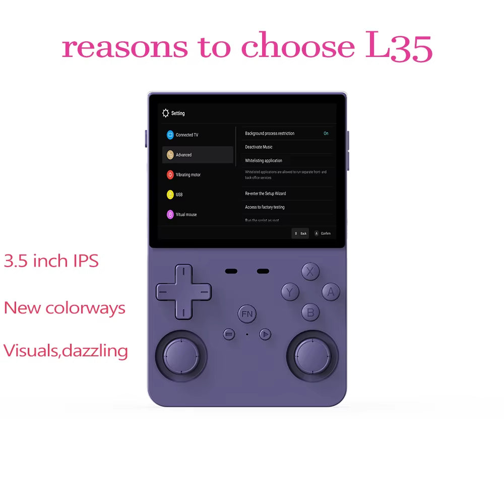 L35 Retro Handheld – Open-Source Emulator | 10000+ Classic Games | 3.5" IPS Display Portable Game Console – Expandable Storage