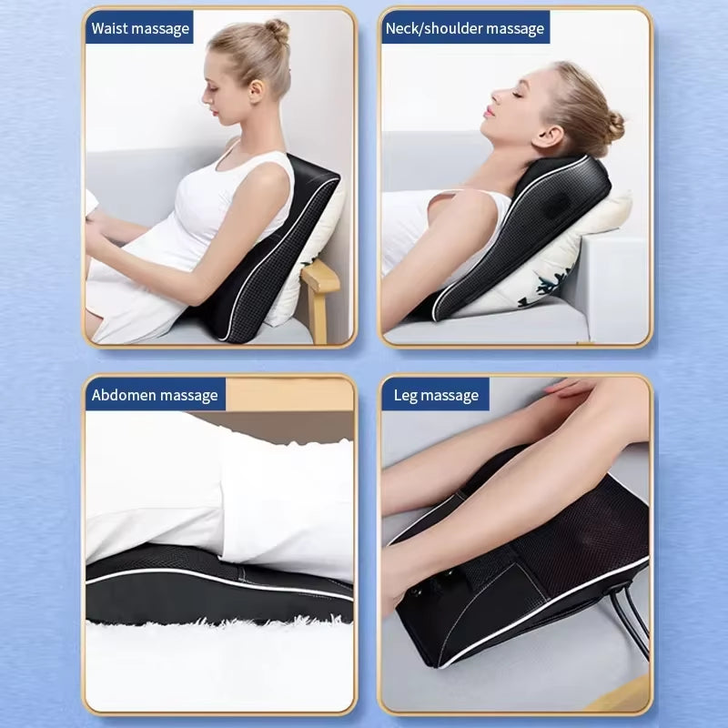 Electric Neck Massager with Heating and Vibration Massage Function for Car Back Pillow