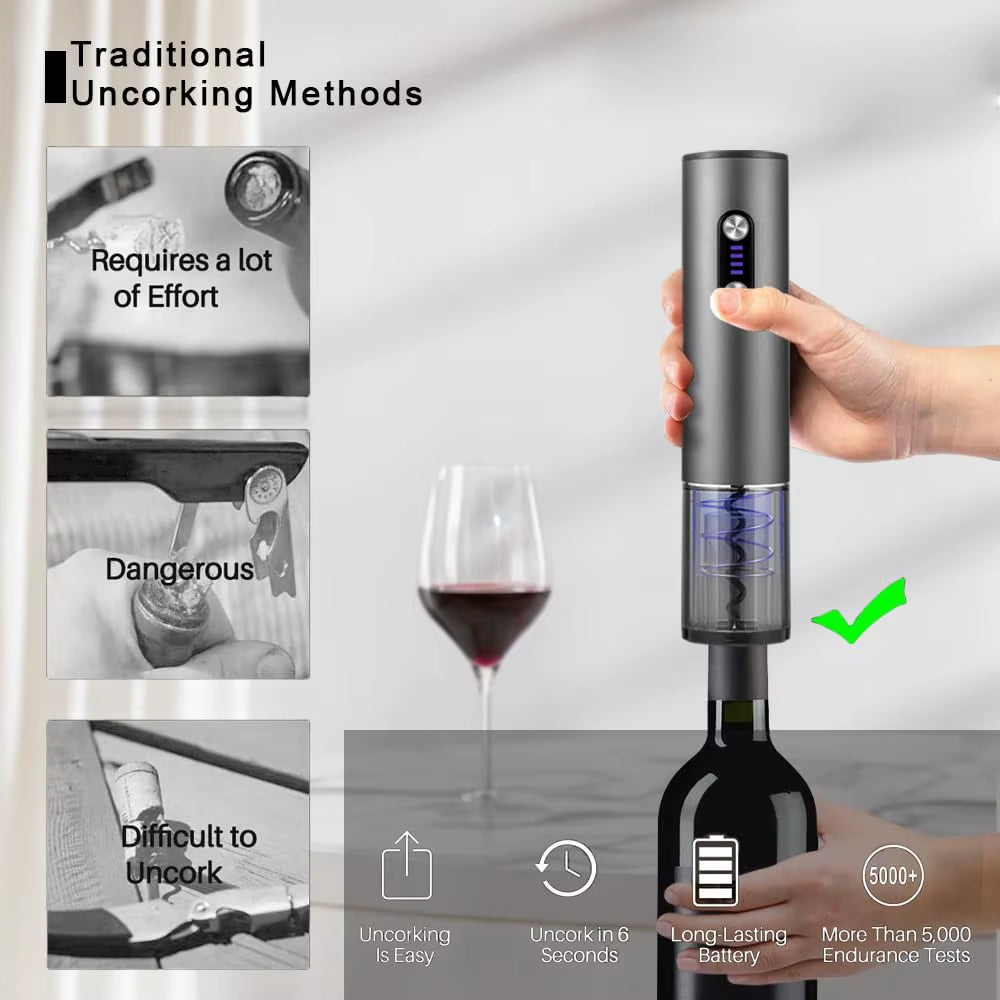 Electric Wine Bottle Opener Rechargeable Electric Wine Corkscrew Automatic Wine Opener with Foil Cutter