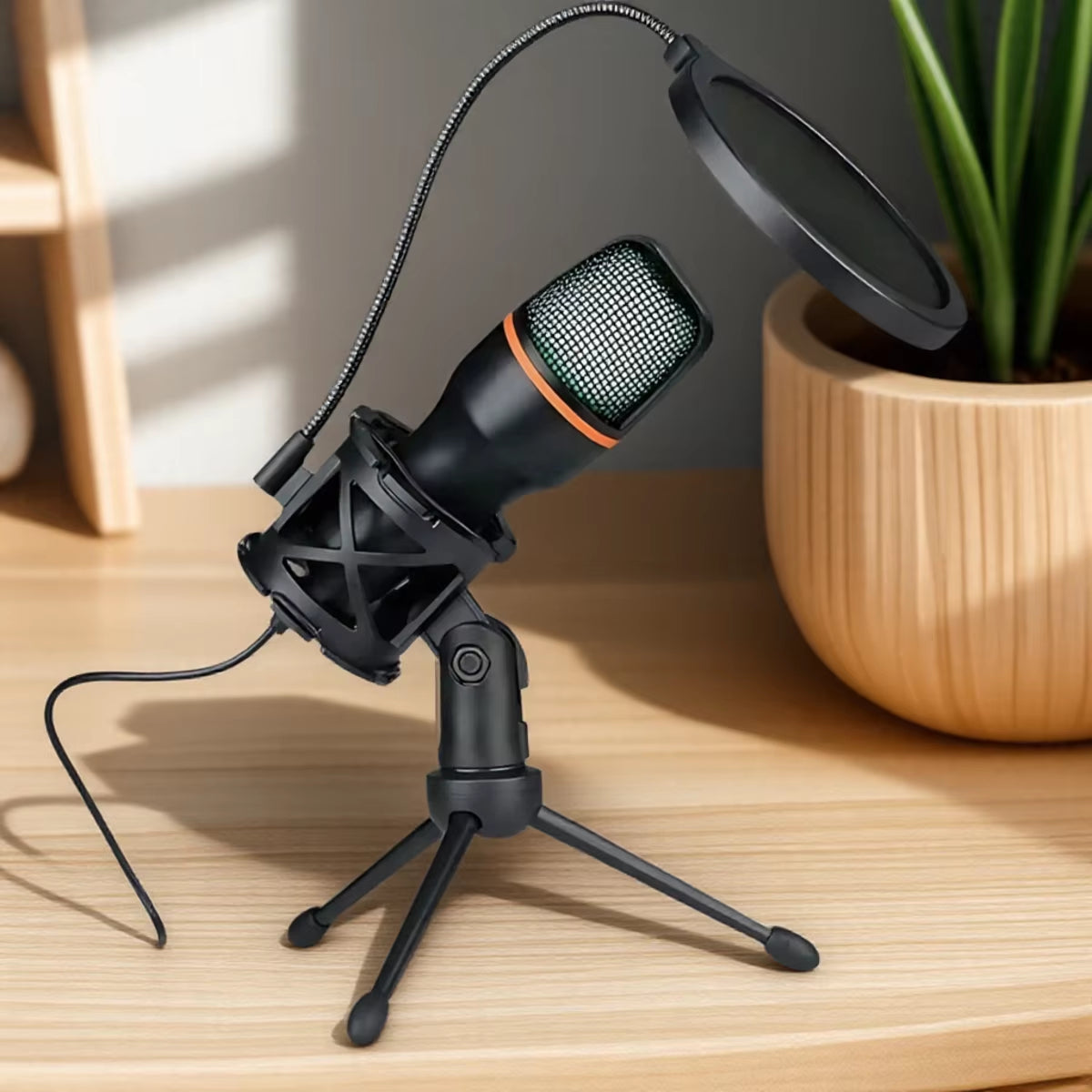 RGB Lighting Microphone Kit with Tripod Stand Professional Condenser Mic for Streaming YouTube Podcasts and Recording