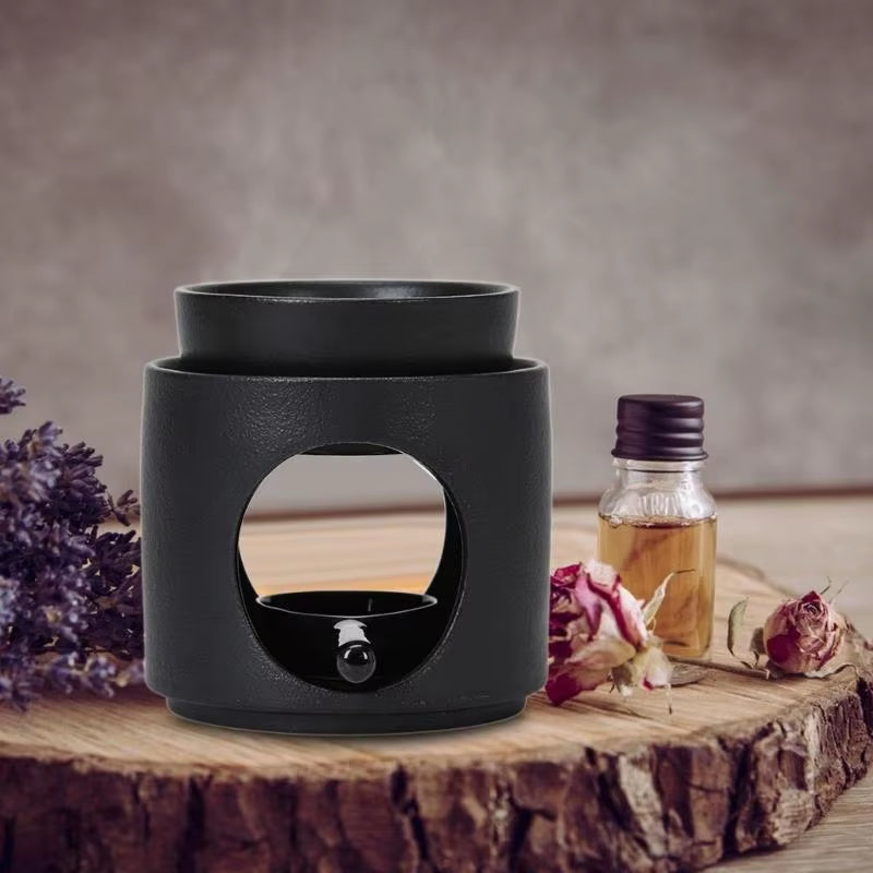 Cylinder Ceramics Essential Oil Burners Aromatherapies Lamp Fragrances Diffuser with Removable Bowl Tealight Spoon Set for Home