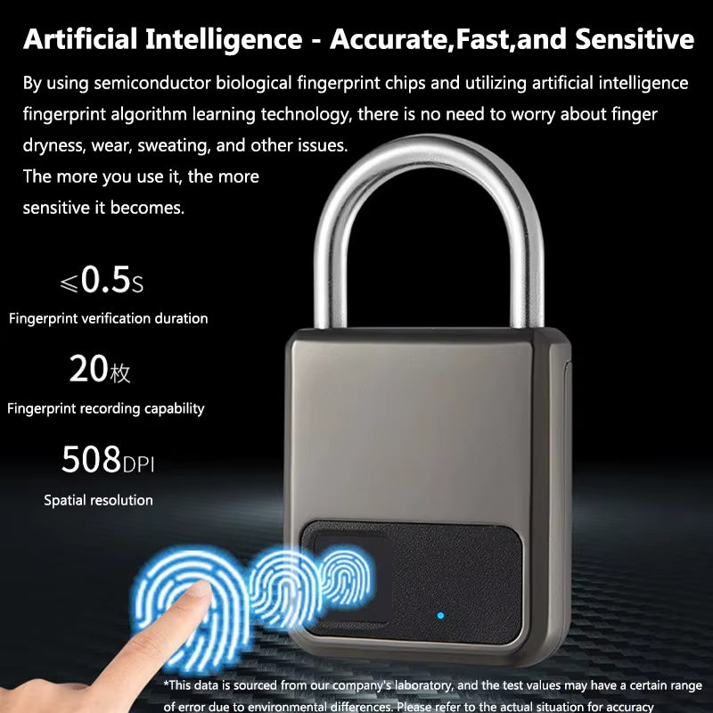Fingerprint Padlock Waterproof Smart Keyless Security Locker Fingerprint Lock Anti-Theft USB Charge For Bike Gym Locker Luggage
