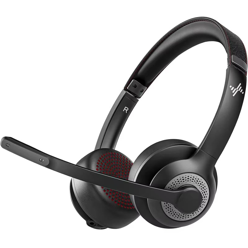 JIAMQISHI EH02P Wireless Headset with AI Noise Cancelling Microphone Headphones Bluetooth V5.2 with USB Dongle,Charging Base