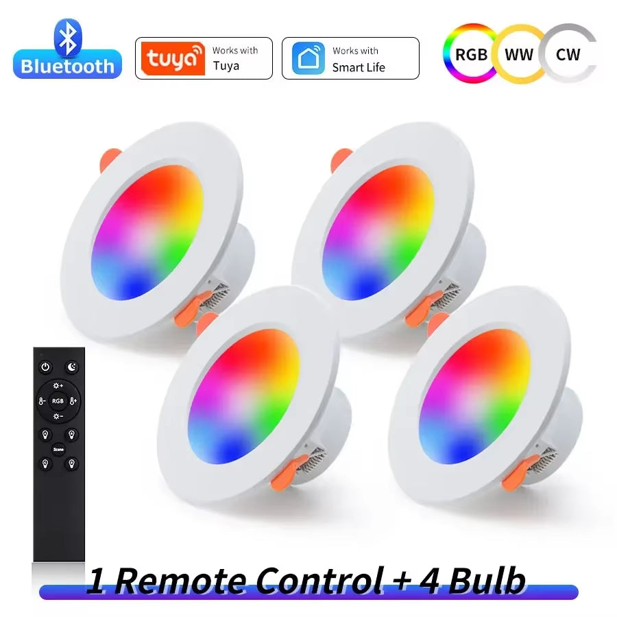AC220V 10W Bluetooth Tuya Smart LED Downlight 2.4GHz Remote Control Smart Life APP Operated Living Room Bedroom Ceiling Light