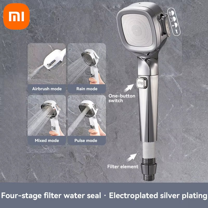 XIAOMI  Self-cleaning Shower Head with Brush One-Key Stop Water Massage High Pressure ABS Showerhead with Filter