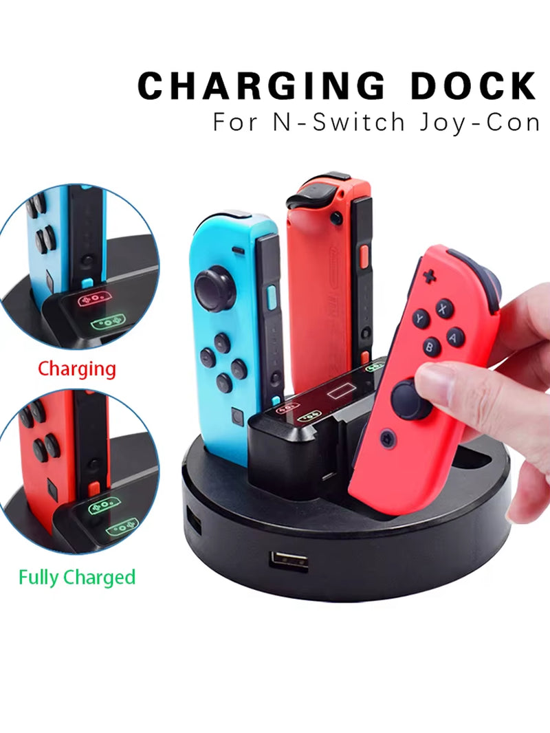Portable Accessories For Nintendo Switch Controller Charger Dock Station For Switch Joycon Ac Adapter Support 4 Joy-con Charging