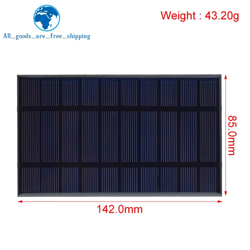 Smart Electronics 400mA 5V 2W Solar Cells Solar Panel Phone Charger Home Improvement 142mm*85mm Polycrystalline Silicon