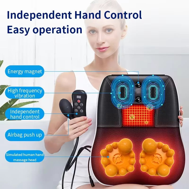 Electric Neck Massager with Heating and Vibration Massage Function for Car Back Pillow