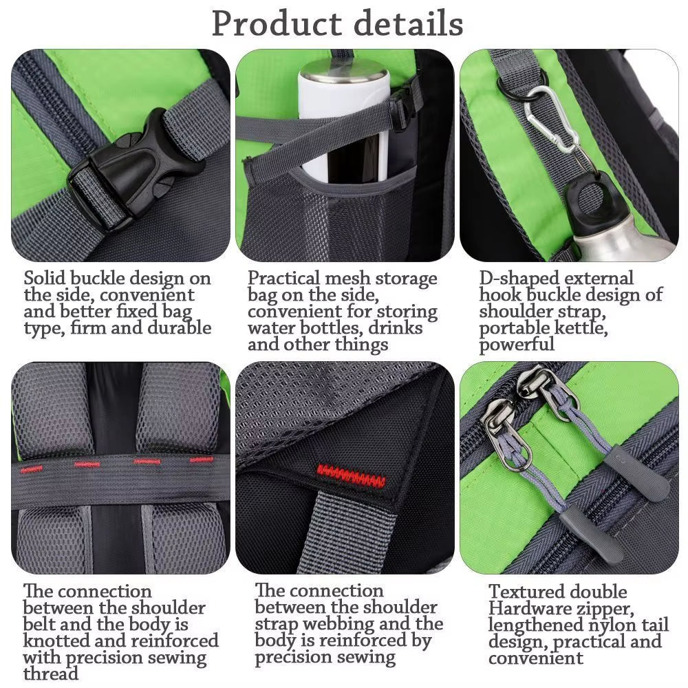 High Quality Nylon Camping Backpack 40L Large Capacity Travel Rucksack Waterproof Durable Travel Bag Outdoor Bag