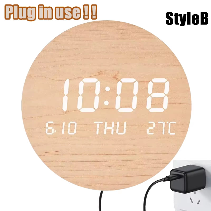 Simple Digital Wall Clock Temp Date Multi-function Display Large Screen LED Mute Clock Home Decor Living Room Decorative Clock