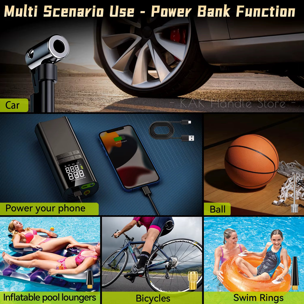 Tire Inflator Portable Air Compressor - 150PSI with Tire Pressure Gauge,8000mAh & 3X Faster Portable Air Pump for Car Accessory