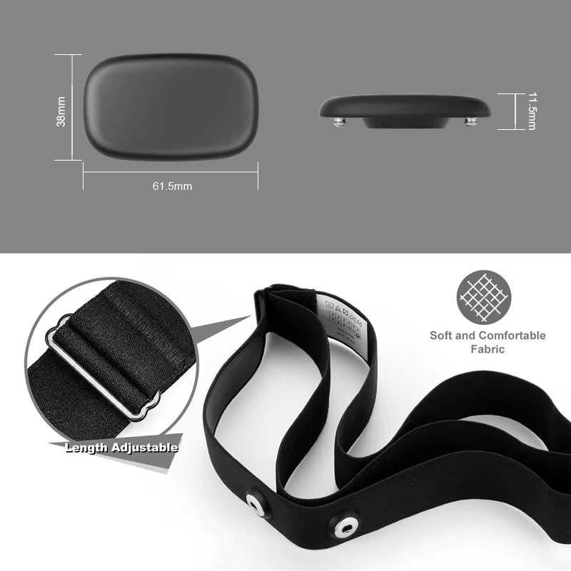5.3Khz Heart Rate Monitor Chest Strap Bluetooth ANT+ HR Sensor for Peloton Garmin Watch Polar Wahoo Fitness DDP Yoga