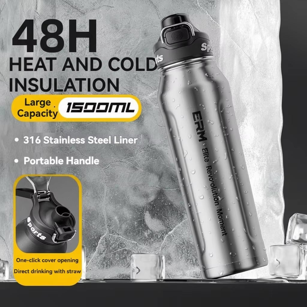 1.5L Insulated Water Bottle Stainless Steel Cold Hot Insulated Cup Vacuum Thos Bottle Double Wall Flasks