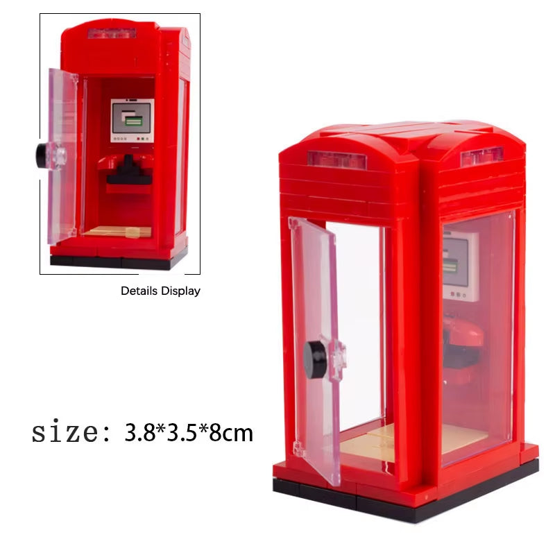 MOC Dog Wast Building Blocks Trash Can ATM Cash Point City Street View Postbox Telephone Booth Bricks Toys Kids Gift