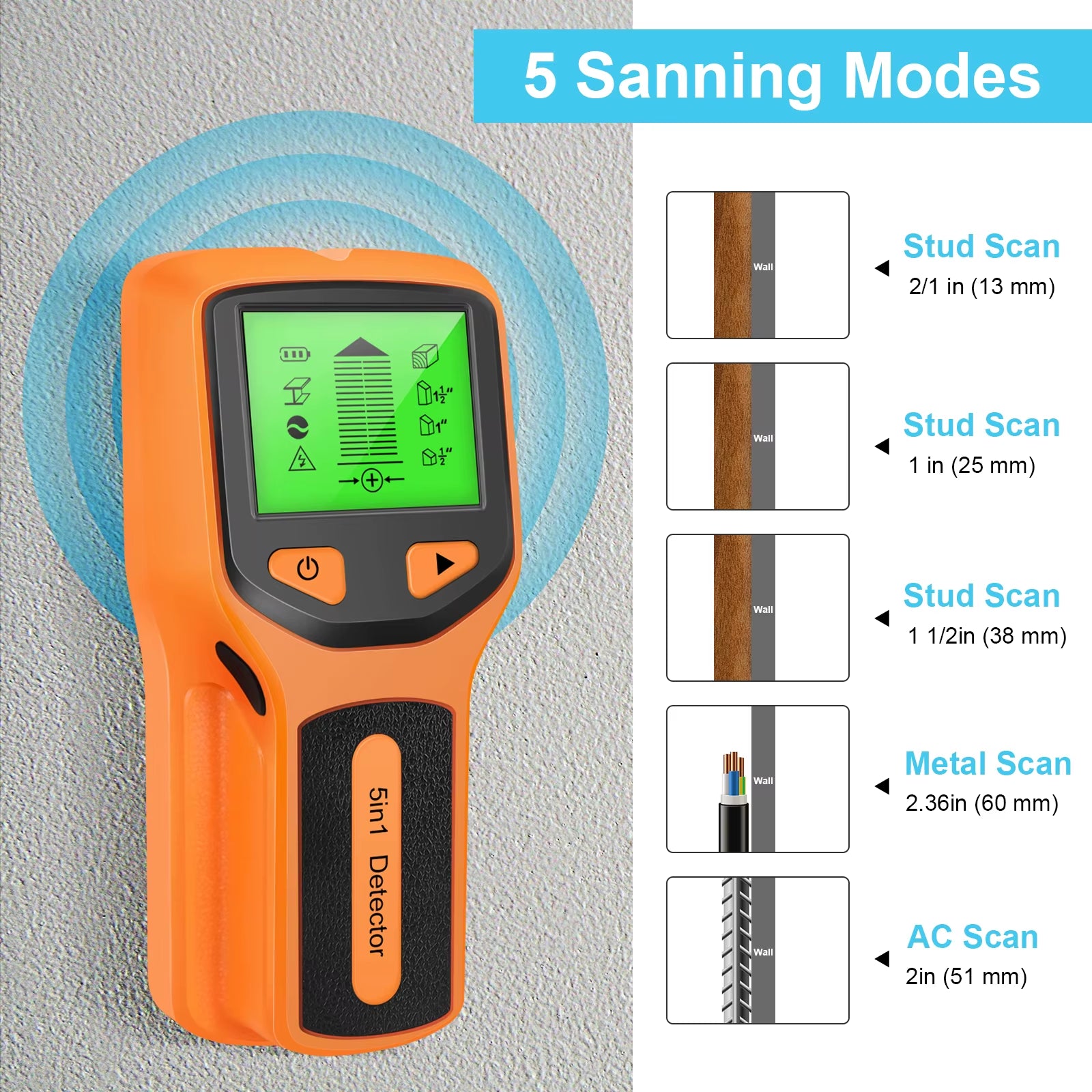 5 In 1 Screw Detector Sensor Portable Wall Scanner Electronic Screw Sensor Locator With LCD Display Screen