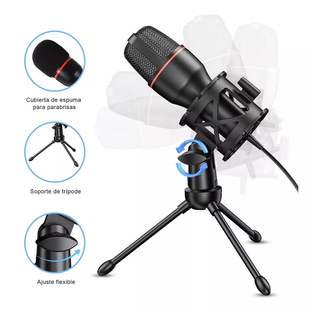 Condenser Microphone USB Wired For PC Computer Laptop Professional Gaming Accessories Streaming Sound Live Podcast RGB Record