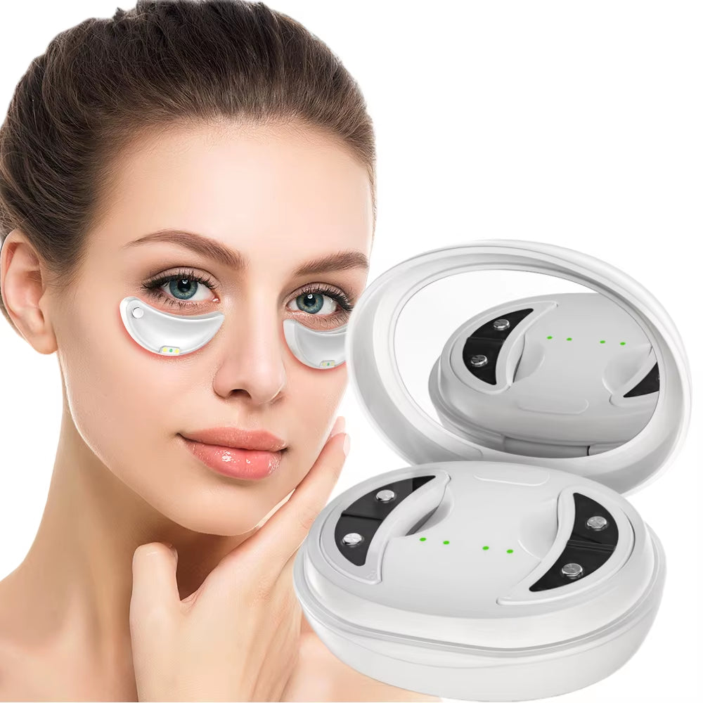 660nm Red Light Eye Massager with EMS Anti-Aging Eye Care Device Reduce Bags & Dark Circles Portable Eye Rejuvenation Pads