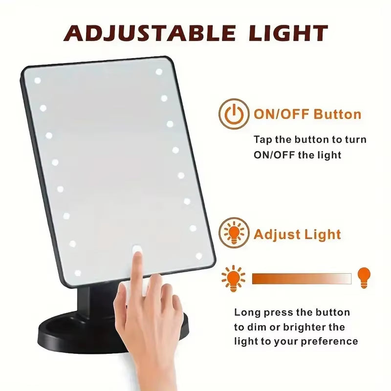Lighted Makeup Mirror, Square Battery -use Beauty Mirror ,Touch Screen VanityMirror,Brightnes