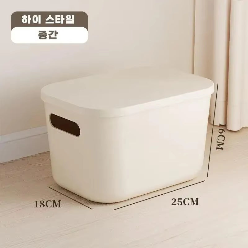 1pc/5pcs Ins Style Storage Box with Lid Dustproof Cosmetics Clothing Grocery Storage Bedroom Dormitory Storage Box Toy Storage