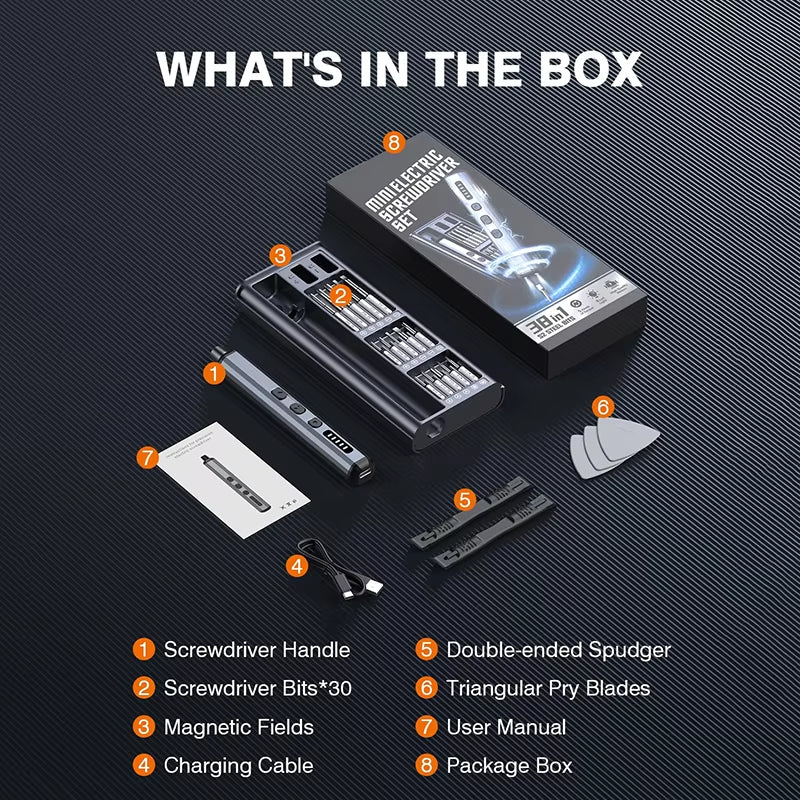 New Electric Screwdriver Set Precision Power Tool Kit  Rechargeable With LED Light 30 Bits For PC Mobile Phone Repair Tools DIY