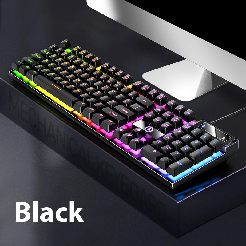 K500 Mechanical Feel Keyboard Gaming Office Keyboard For Windows And IOS Computer Laptop PC 104 Keys Wired Membrane Keyboards