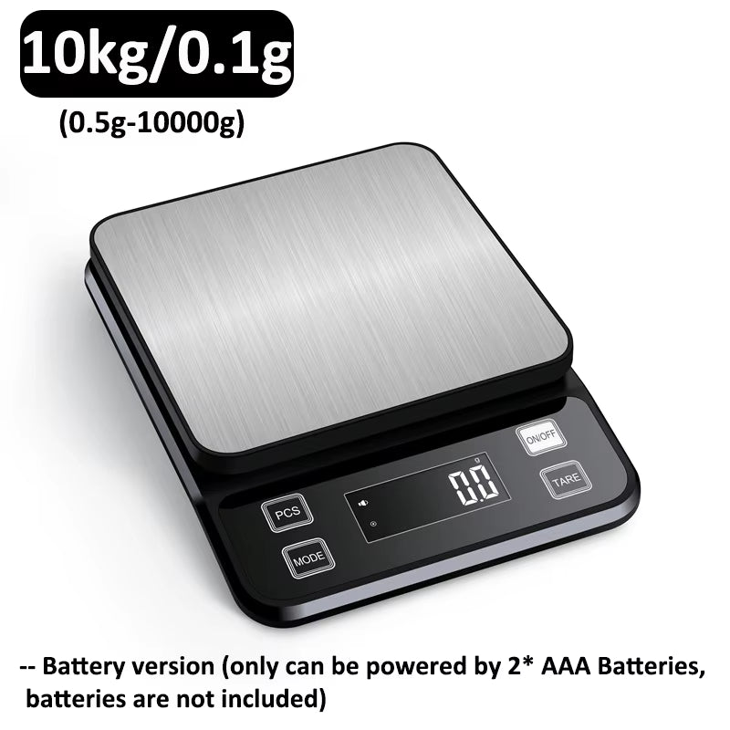 3/5/10kg 0.1g Digital Electronic Kitchen Scale LCD Display Fully Waterproof Stainless Steel Measuring Weighing Baking Tool
