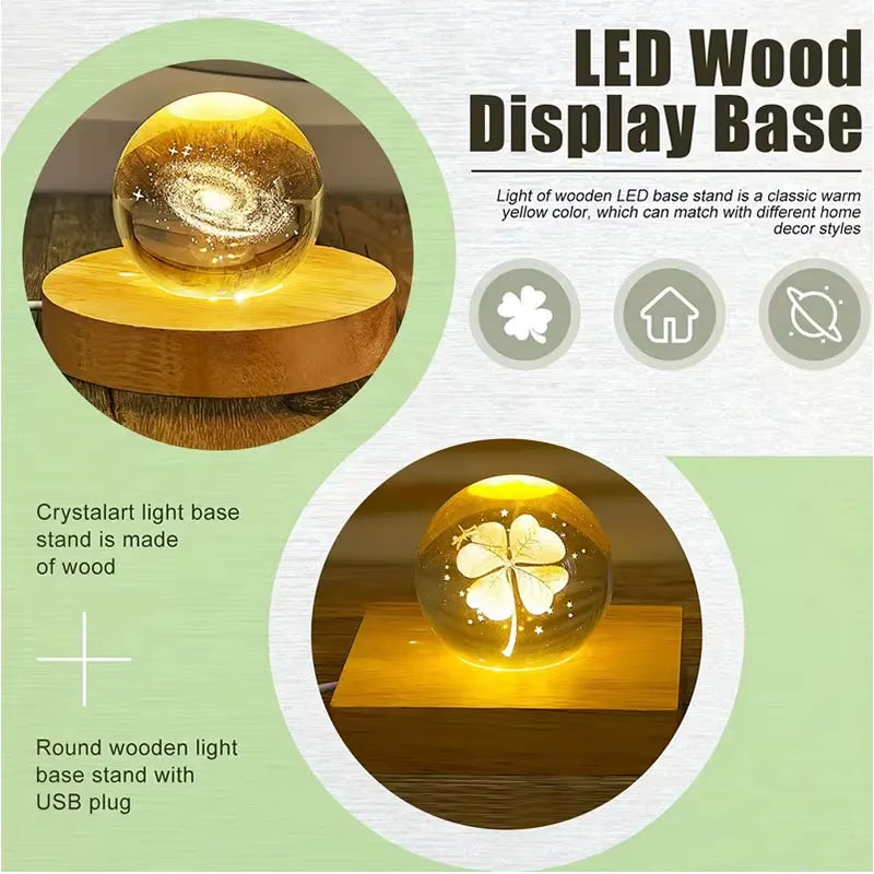 Wood Desktop Decorative Lights Base Night Light Wooden LED USB RGB Display Lamp Display Stand Lamps Holder Art Ornament