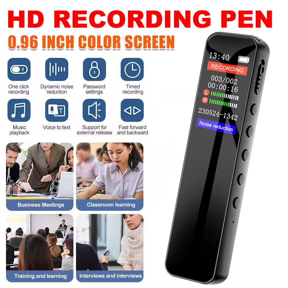 128GB Voice Activated Recorder MP3 Player 1536kbps Digital Voice Recorder Long Time Audio Recording Noise Reduction Dictaphone