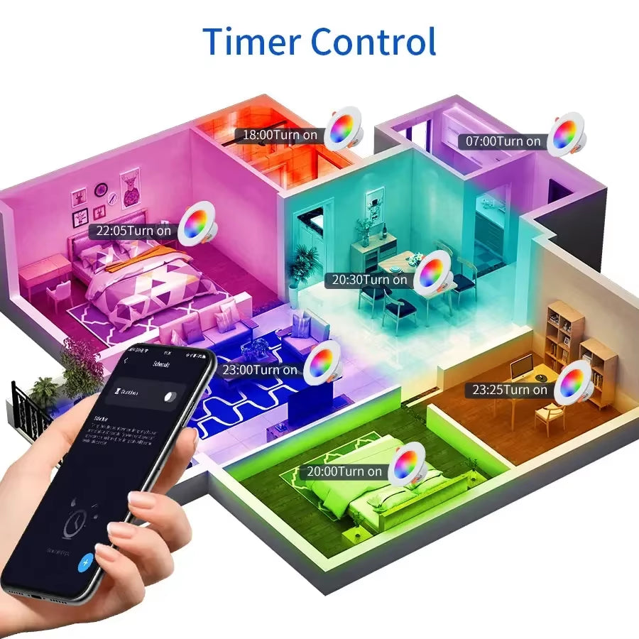 AC220V 10W Bluetooth Tuya Smart LED Downlight 2.4GHz Remote Control Smart Life APP Operated Living Room Bedroom Ceiling Light