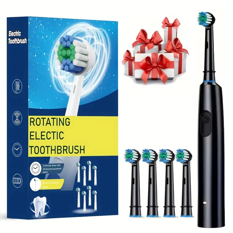 Electric Toothbrush Rotary Rechargeable Electric Toothbrush for Adults Rotating Electric Toothbrushes with 8 Soft Brush Heads