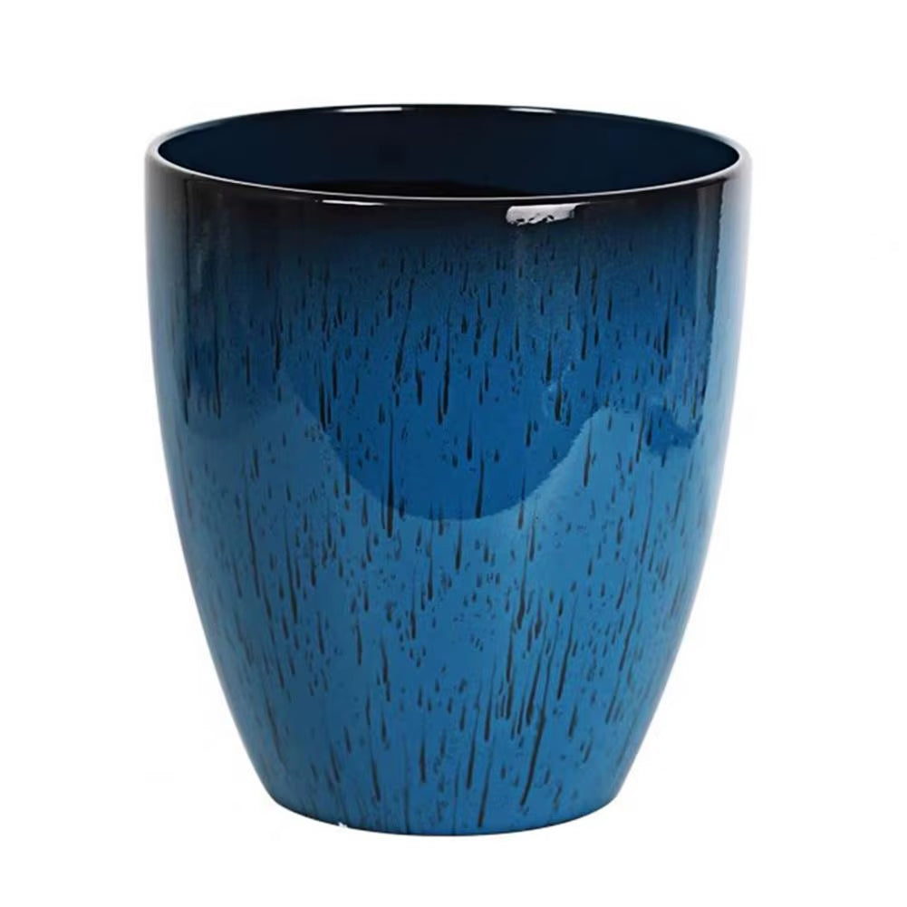 28cm Height Deep Flower Pot Imitation Ceramic Resin Monstera Planter Saucer For Indoor Outdoor Plants Home Garden Office Decor