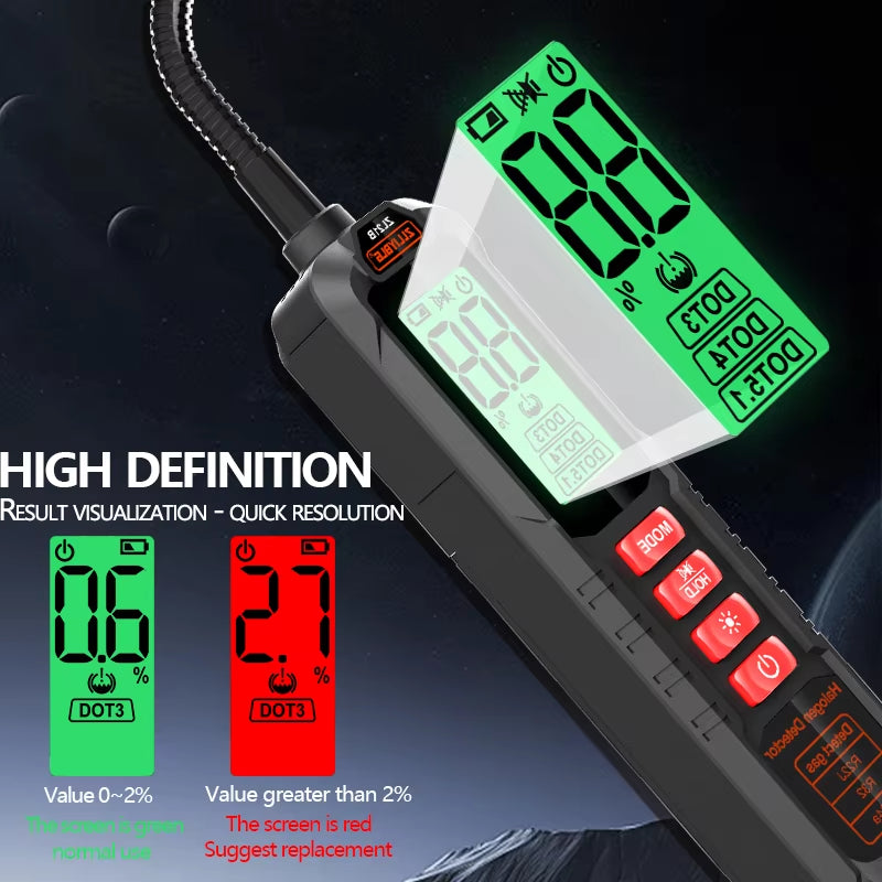 Car Brake Oil Moisture Detector DOT3/DOT4/DOT5.1 with Backlight Flexible Probe Brake Oil Tester Digital Brake Fluid Tester Auto