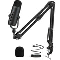Professional USB Streaming Podcast PC Microphone Studio Cardioid Condenser Mic Kit with Boom Arm For Recording YouTube