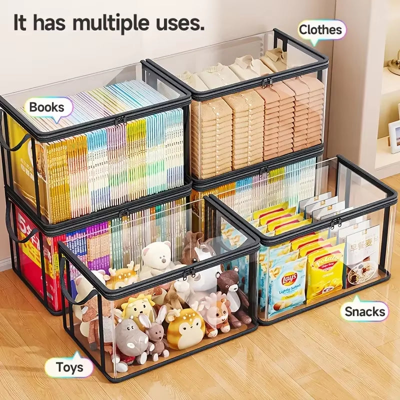 Clear PVC Storage Box | Flip-Top Lid & View Window | Multi-Use Organizer for Toys, Crafts & Supplies | Durable Gift Container