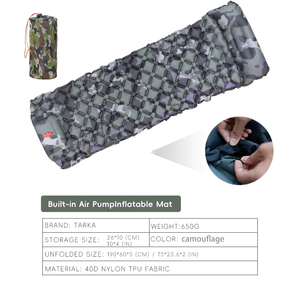 Inflatable Camping Mats Air Mattress With Pillow Outdoor Tourist Sleeping Pad Self-Inflating Mattress For Hiking Climbing